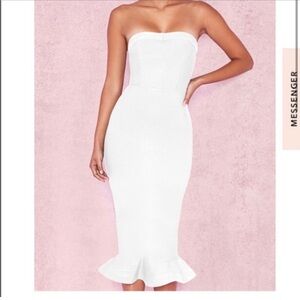 House of CB White Strapless Midi Dress